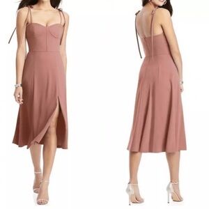 NWT Dessy Collection - Crepe Midi Bustier Dress - Size 6 - Desert Rose